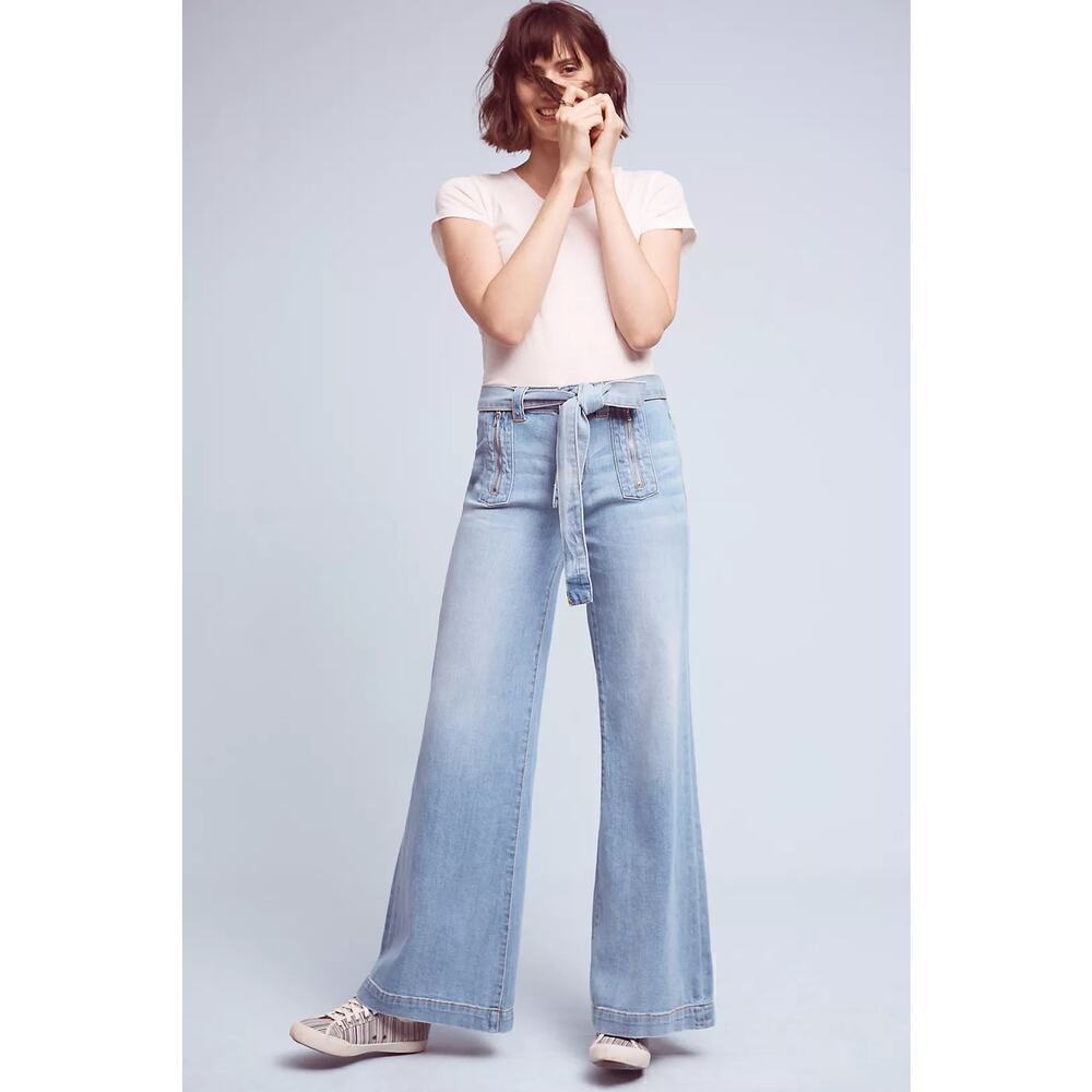 Anthropologie Pilcro Palazzo Ultra High-Rise Womens Jeans Blue Size 26